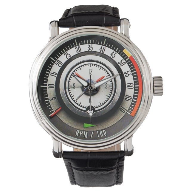 1968 Classic Sports Car Clock and Tachometer Watch (Front)
