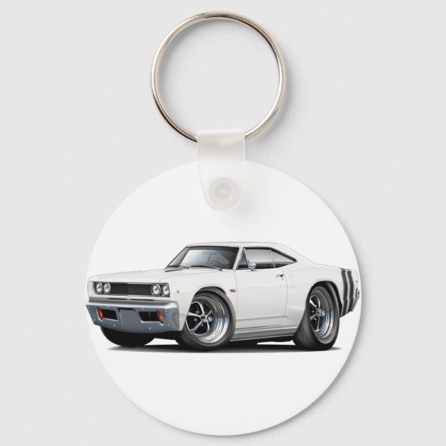 1968 Coronet RT White-Black Car Keychain (Front)