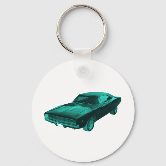 1968 dodge charger blue mopar keychain (Front)