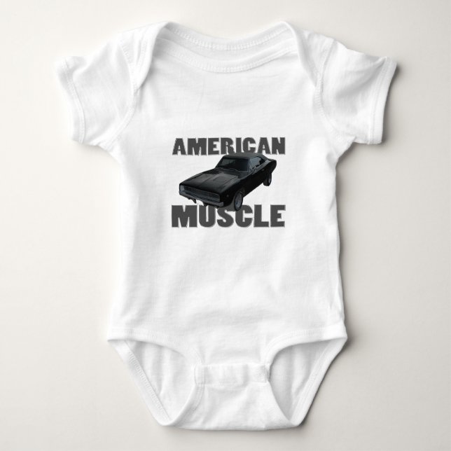 1968 dodge charger r/t american muscle baby bodysuit (Front)