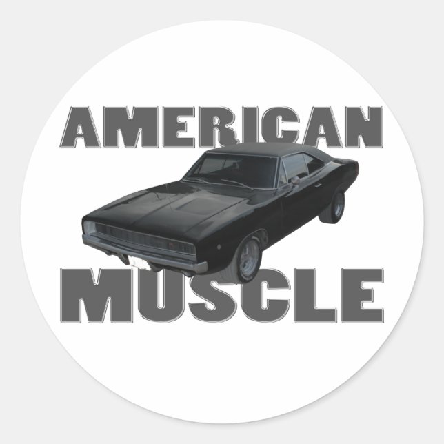 1968 dodge charger r/t american muscle classic round sticker (Front)