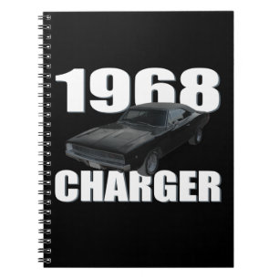 1968 dodge charger rt black notebook