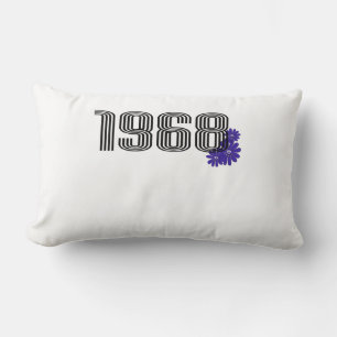 1968 Flower Power Peace Sign Hippie Purple Lumbar Pillow