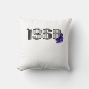 1968 Flower Power Peace Sign Hippie Purple Throw Pillow