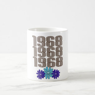 1968 Hippie Flower Power Peace Sign Aqua Purple Coffee Mug