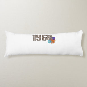 1968 Hippie Peace Sign Flower Orange Aqua Purple Body Pillow