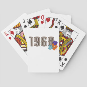 1968 Hippie Peace Sign Flower Orange Aqua Purple Playing Cards