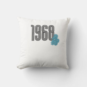 1968 Hippie Peace Sign Flower Power Aqua Throw Pillow