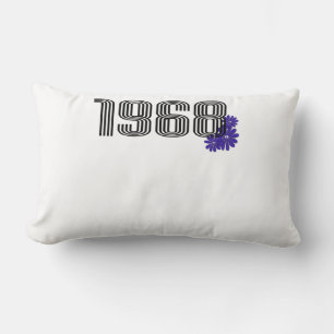 1968 Hippie Peace Sign Flower Power Purple Lumbar Pillow
