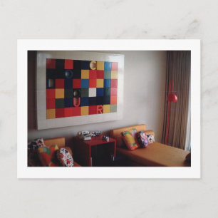 1968 Mod Hotel Bedroom Postcard