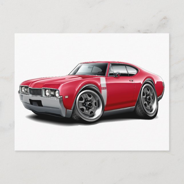 1968 Olds 442 Red-White Car Postcard (Front)