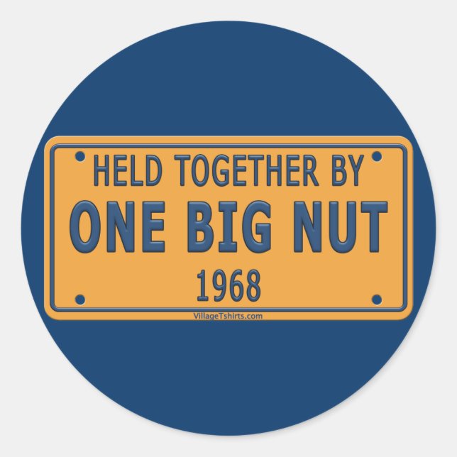1968 One Big Car Nut Classic Round Sticker (Front)
