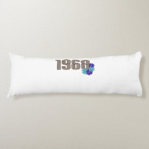 1968 Peace Sign Hippie Flower Power Aqua Purple Body Pillow