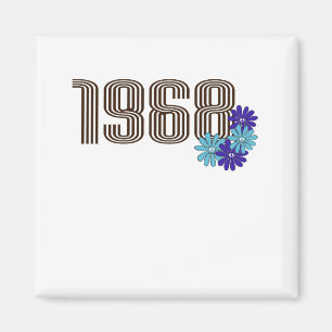 1968 Peace Sign Hippie Flower Power Aqua Purple Magnet