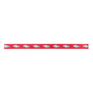 1968 Plymouth Roadrunner Muscle Car Illustration Satin Ribbon