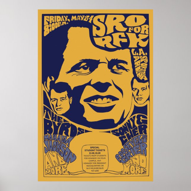 1968 Poster Psychédélique RFK "Chambre À Part" (Devant)
