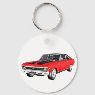 1968 Red Muscle Car Keychain