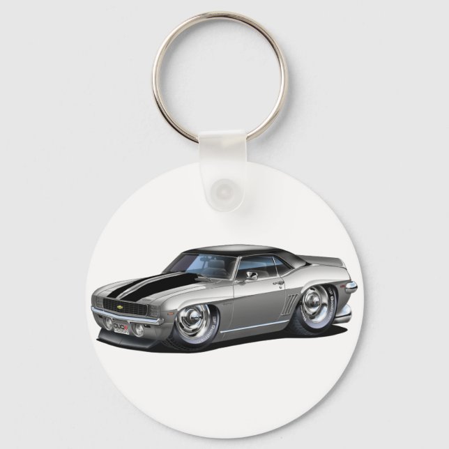 1969 Camaro Grey-Black Car Keychain (Front)