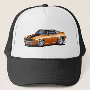1969 Camaro Orange-Black Top Car Trucker Hat