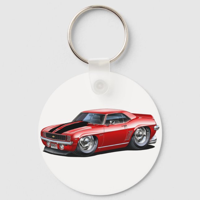 1969 Camaro Red-Black Car Keychain (Front)