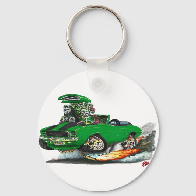 1969 Camaro RS SS Green-Black Convertible Keychain (Front)