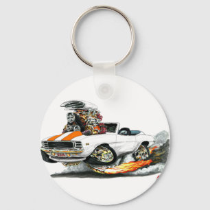 1969 Camaro RS SS White-Orange Convertible Keychain