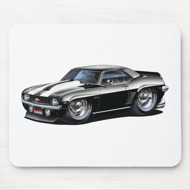 1969 Camaro SS Black-White Car Mouse Pad (Front)