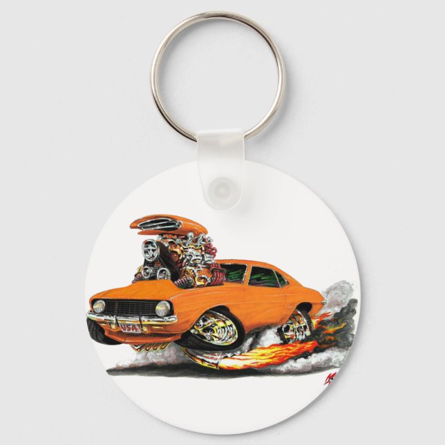 1969 Camaro SS Orange Car Keychain (Front)