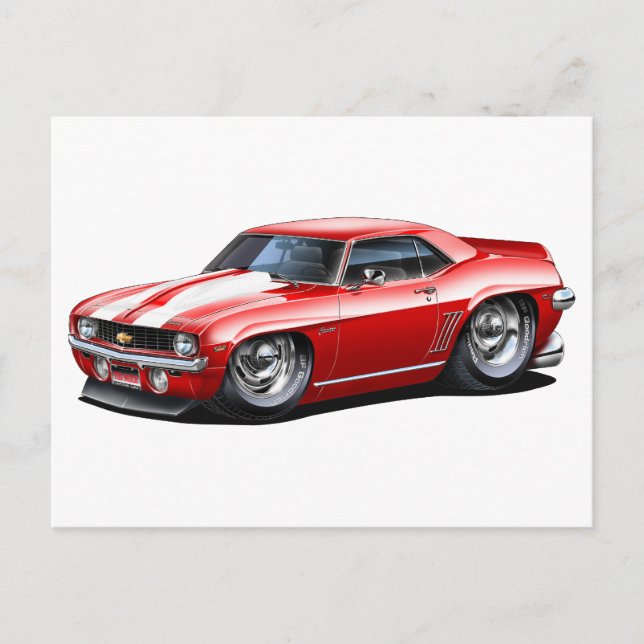 1969 Camaro SS Red-White Car Postcard (Front)