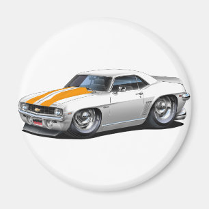 1969 Camaro SS White-Orange Car Magnet