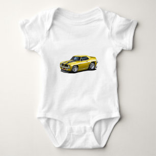 1969 Camaro SS Yellow-Black Car Baby Bodysuit