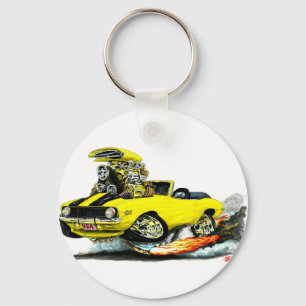 1969 Camaro SS Yellow-Black Convertible Keychain