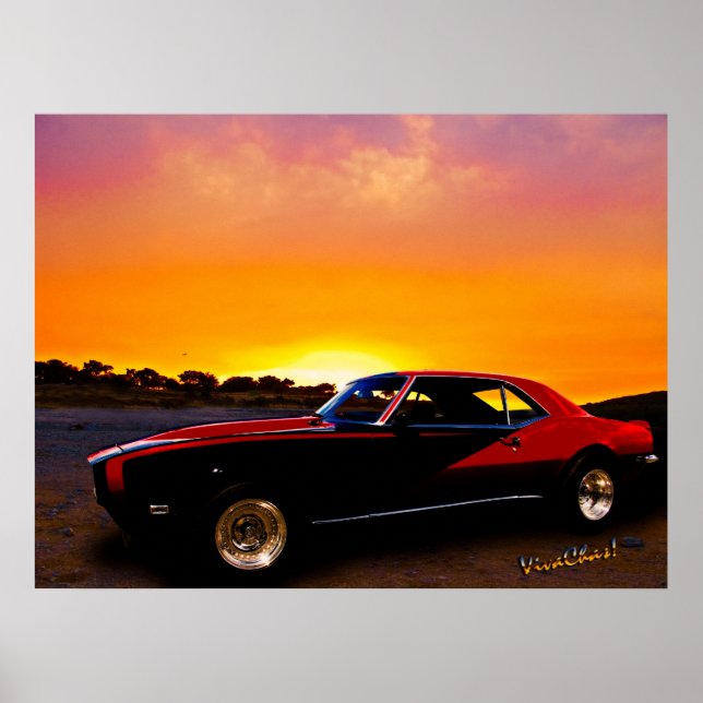 1969 Camaro Up At Rocky Ridge For Sunset Poster (Front)