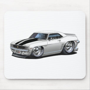 1969 Camaro White-Black Car Mouse Pad