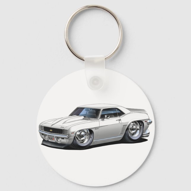 1969 Camaro White Car Keychain (Front)