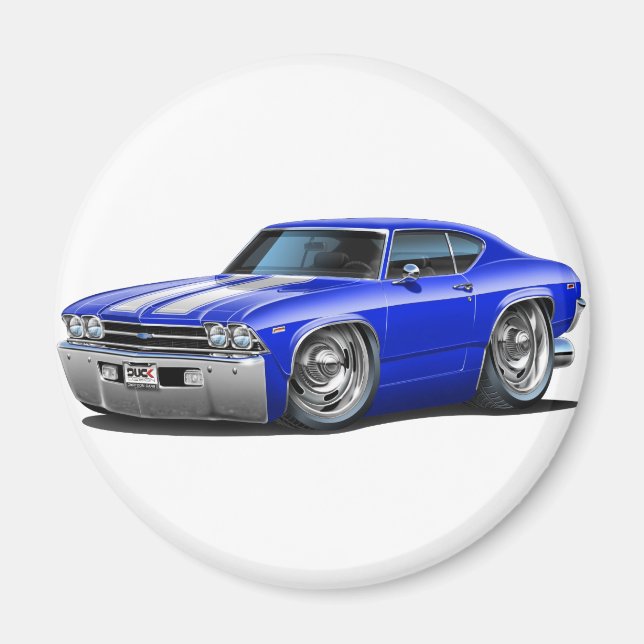 1969 Chevelle Blue-White Car Magnet (Front)