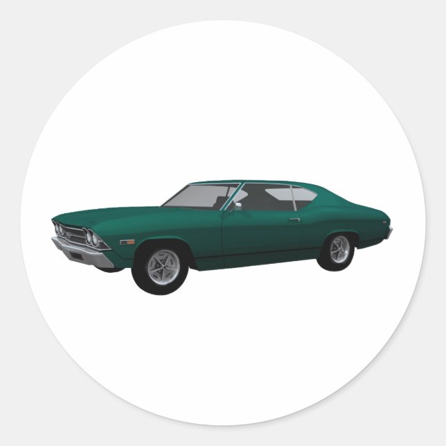 1969 Chevelle SS: Green Finish Classic Round Sticker (Front)