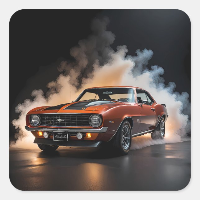 1969 Chevy Camaro Square Sticker (Front)