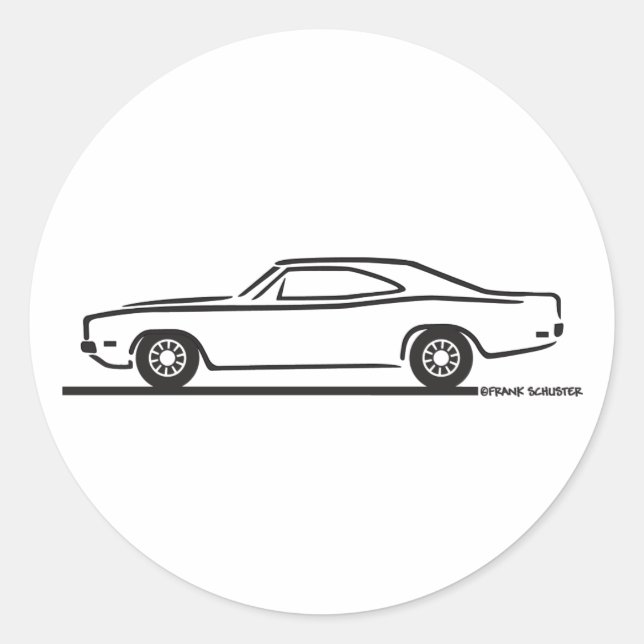 1969 Dodge Charger Classic Round Sticker (Front)