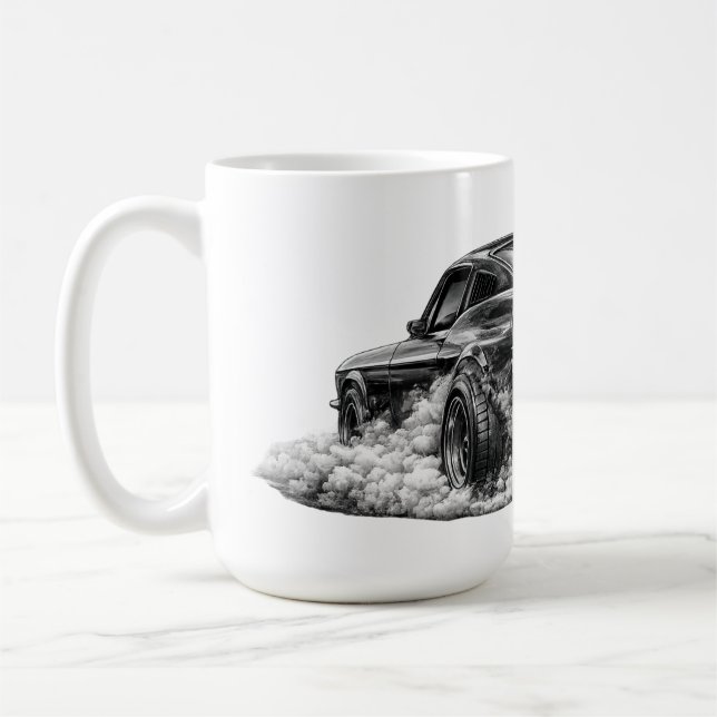1969 Fastback Muscle Car Burnout Coffee Mug (Left)
