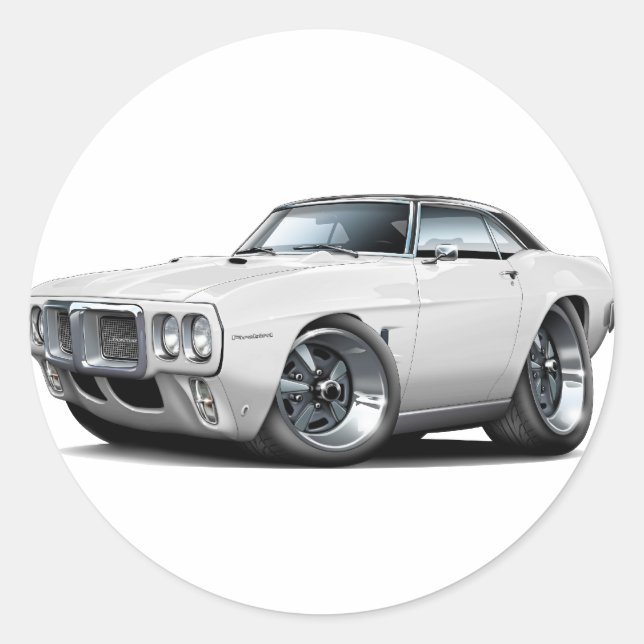 1969 Firebird White-Black Top Car Classic Round Sticker (Front)