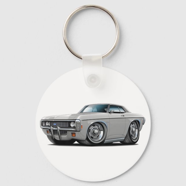 1969 Impala Silver-Black Top Car Keychain (Front)