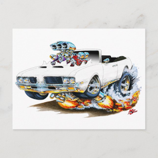 1969 Olds Cutlass White Convertible Postcard (Front)