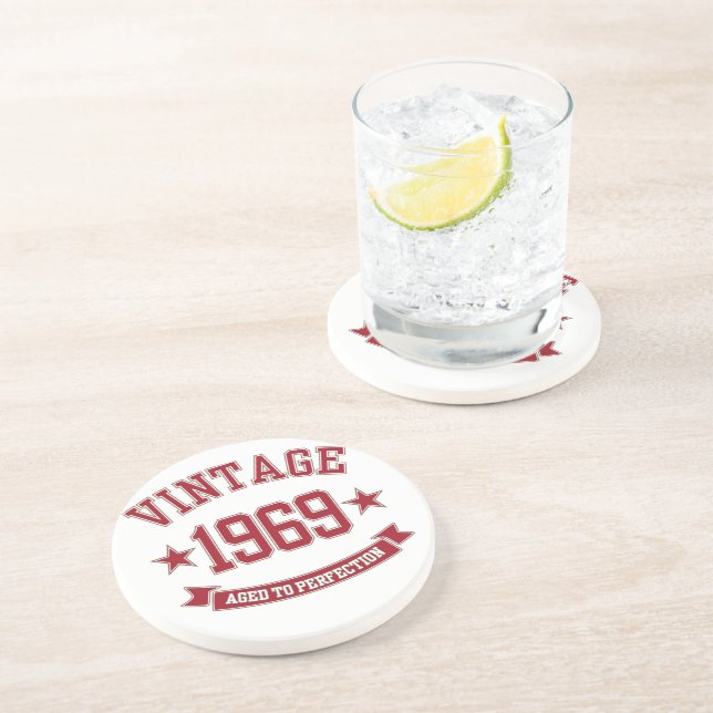 1969 Vintage Aged To Perfection Coaster (Side)