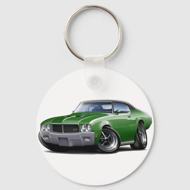 1970-72 Buick GS Green Black Top Car Keychain (Front)