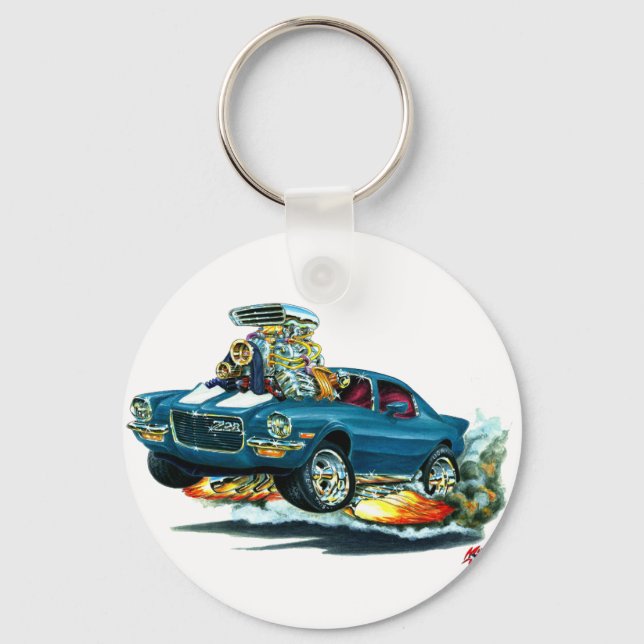 1970-72 Camaro Blue-White Car Keychain (Front)