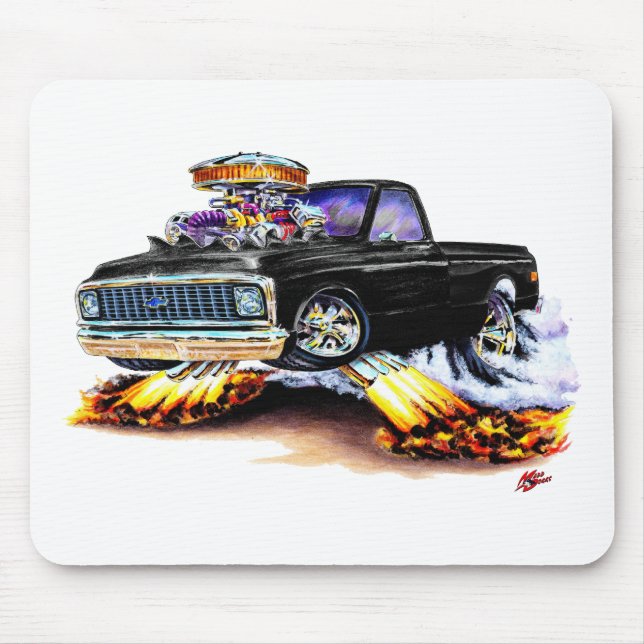 1970-72 Chevy C10 Black Longbed Mouse Pad (Front)