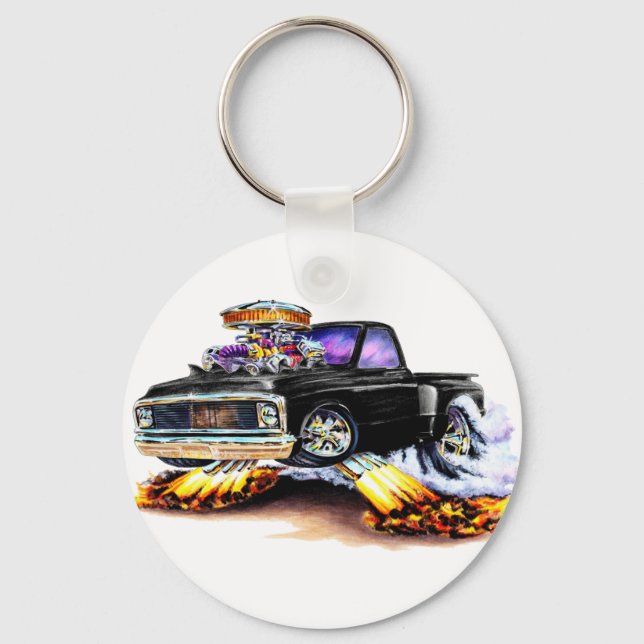 1970-72 Chevy C10 Black Truck Keychain (Front)