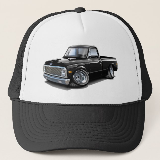 1970-72 Chevy C10 Black Truck Trucker Hat (Front)
