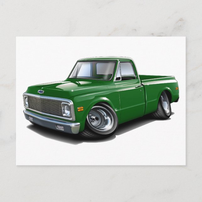 1970-72 Chevy C10 Green Truck Postcard (Front)